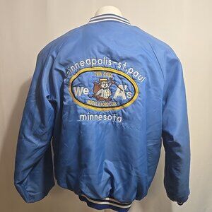 Vintage Model A Ford Club Satin Jacket Adult Approx Size XL Blue Twin Cities MN
